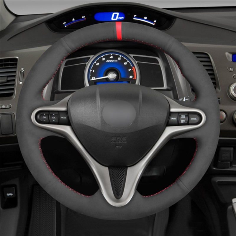 Loncky Auto Custom Fit OEM Black Suede Car Steering Wheel Cover for